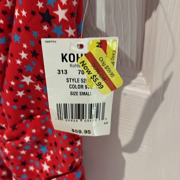 Red dress with white and blue stars and with crossover top - Picture 4 of 5